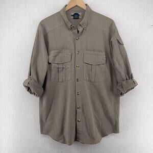 EXOFFICIO Shirt Mens XL Camping Fishing Hiking Check Roll Tab Sleeve VTG Brown